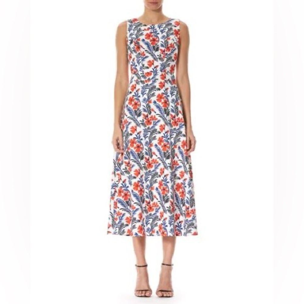 Carolina Herrera Silk Sleveless Midi Floral Tent Dress size 6